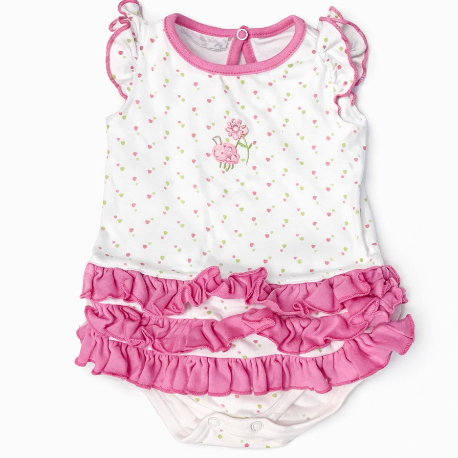 Magnolia Baby Ladybug Ruffle Bubble size 6M good used condition