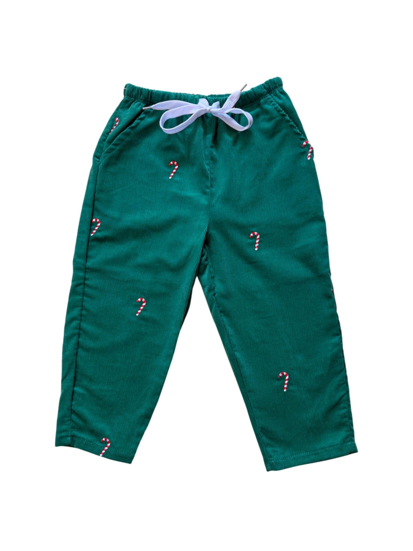 4Y | Piping Prints | Green Corduroy Pants with Candy Canes | NWT