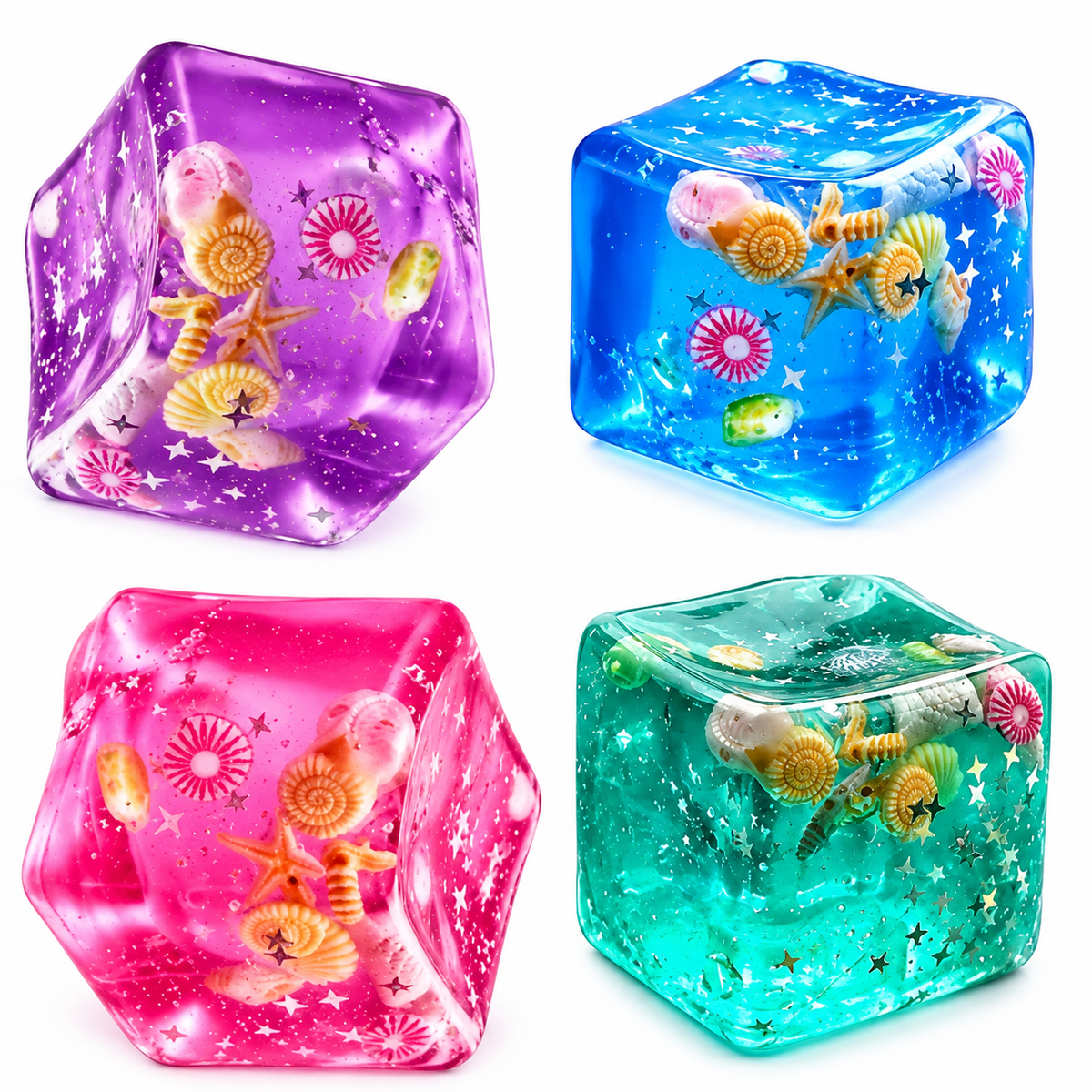 Big Maltose Cube with Glitter and Shells