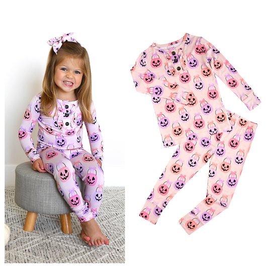 2T/3T | Gigi and Max | Emmy Ruffle Two Piece Bamboo Halloween Pumpkins Outfit | NWT