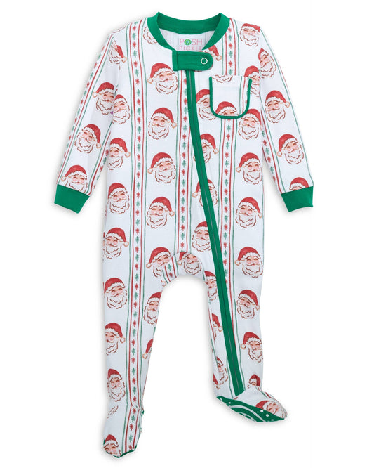 12M | Posh Pickle | Jolly Old Saint Nick Boys' Lounge Zippie with Piping Trim | NWT
