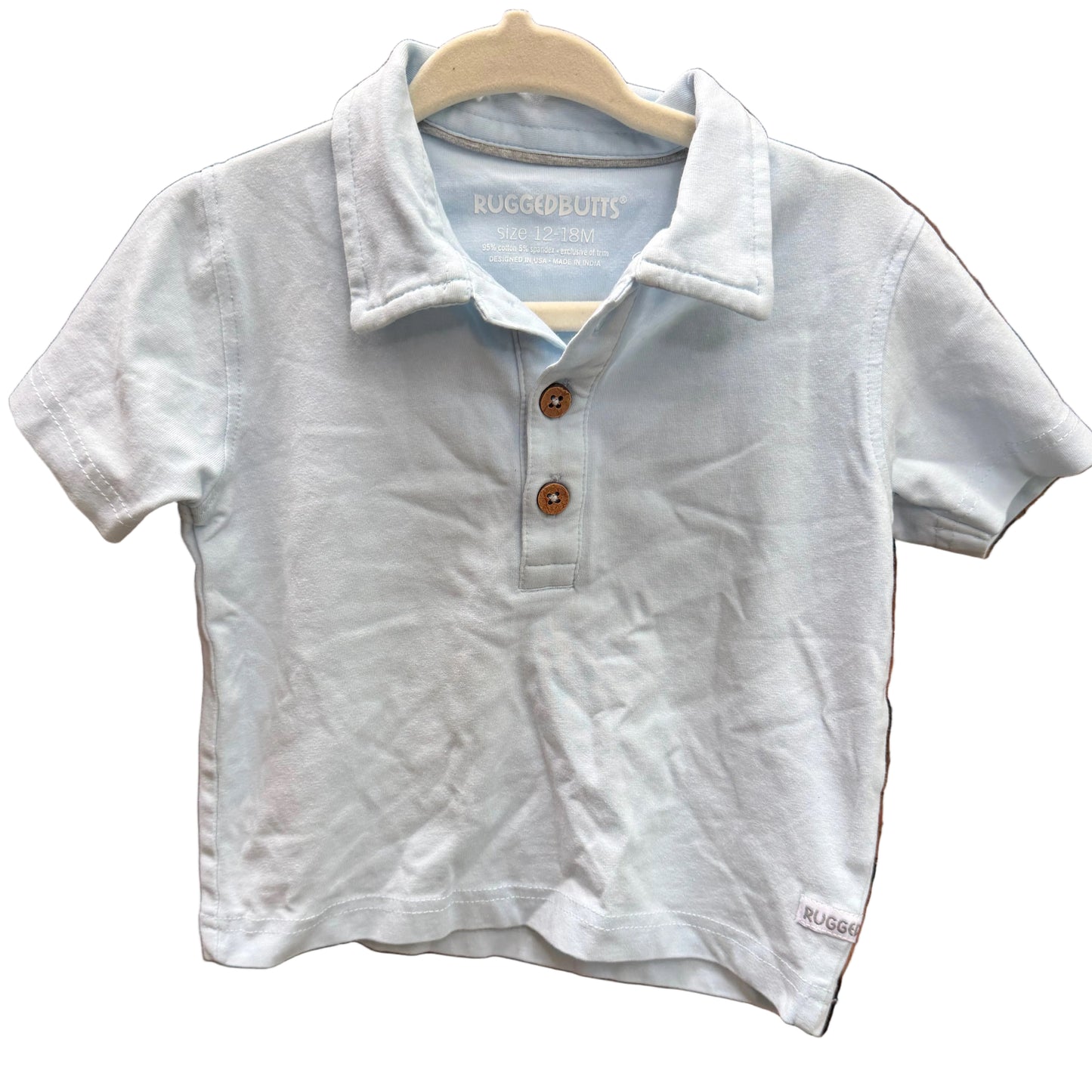 12-18M Rugged Butts Blue Short-sleeve Polo EUC