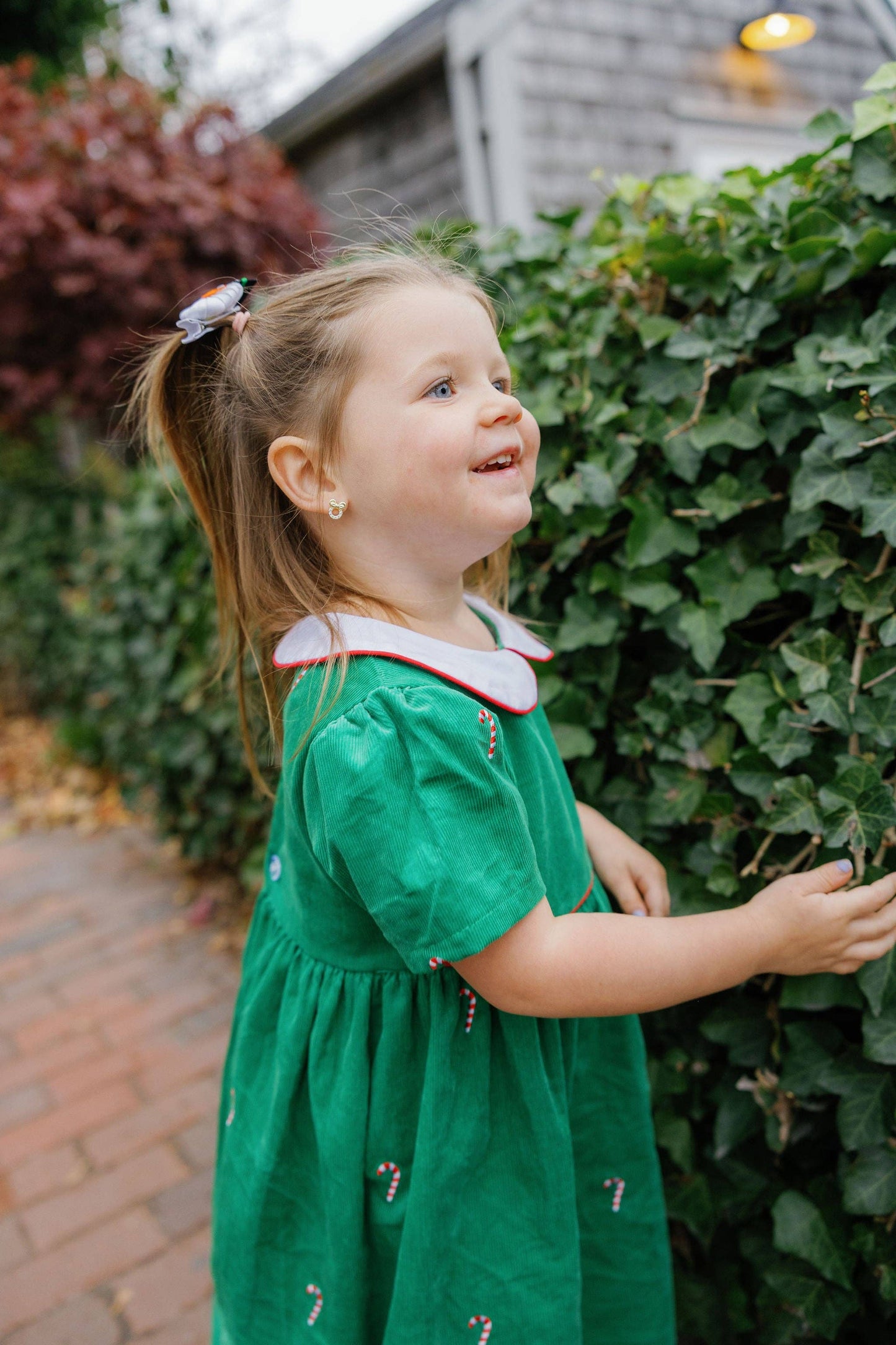 2Y | Piping Prints | Green Corduroy Dress with Candy Canes | NWT