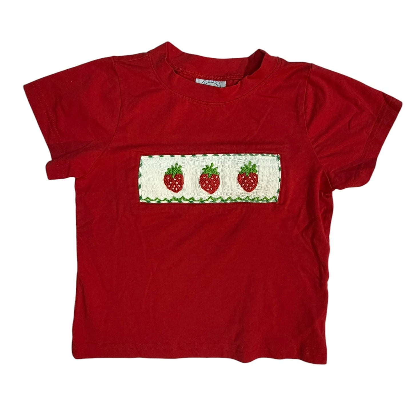 Little Lullaby Boutique Red Strawberry Smocked Short-Sleeve Shirt size 2T excellent used condition
