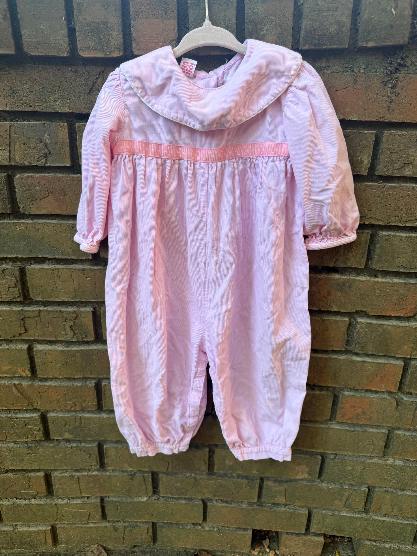 24M Claire & Charlie Baby Pink Corduroy Long-sleeve Collared Romper EUC
