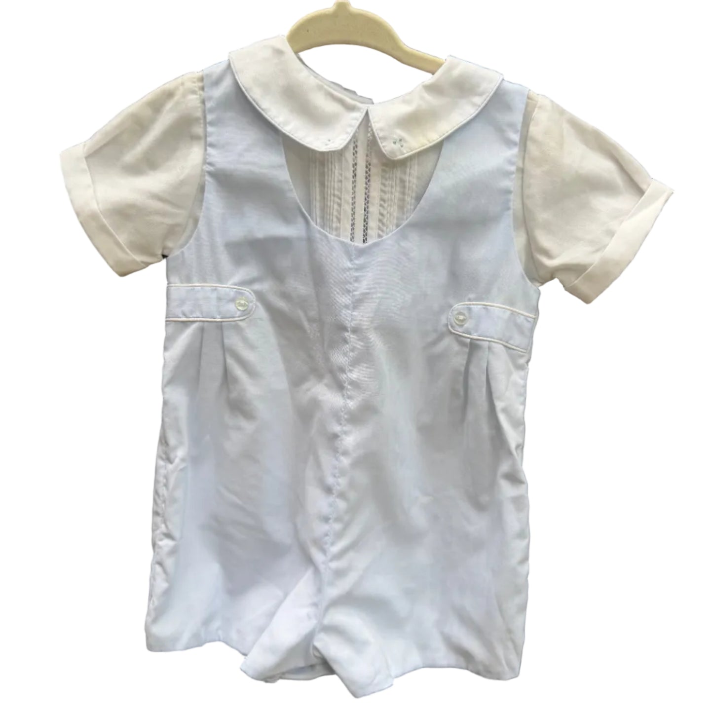 6M Petit Ami Baby Blue and White Shortall Play