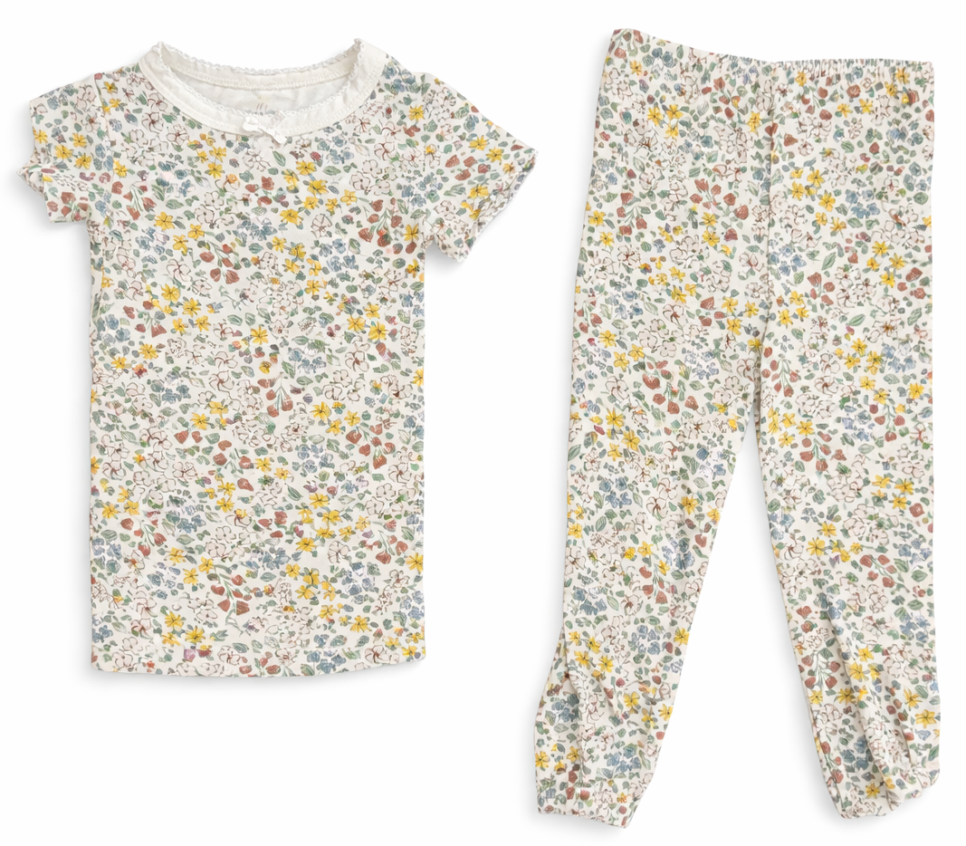 Milkberry Neutral Floral Bamboo Pajama Pant Set size 18M good used condition