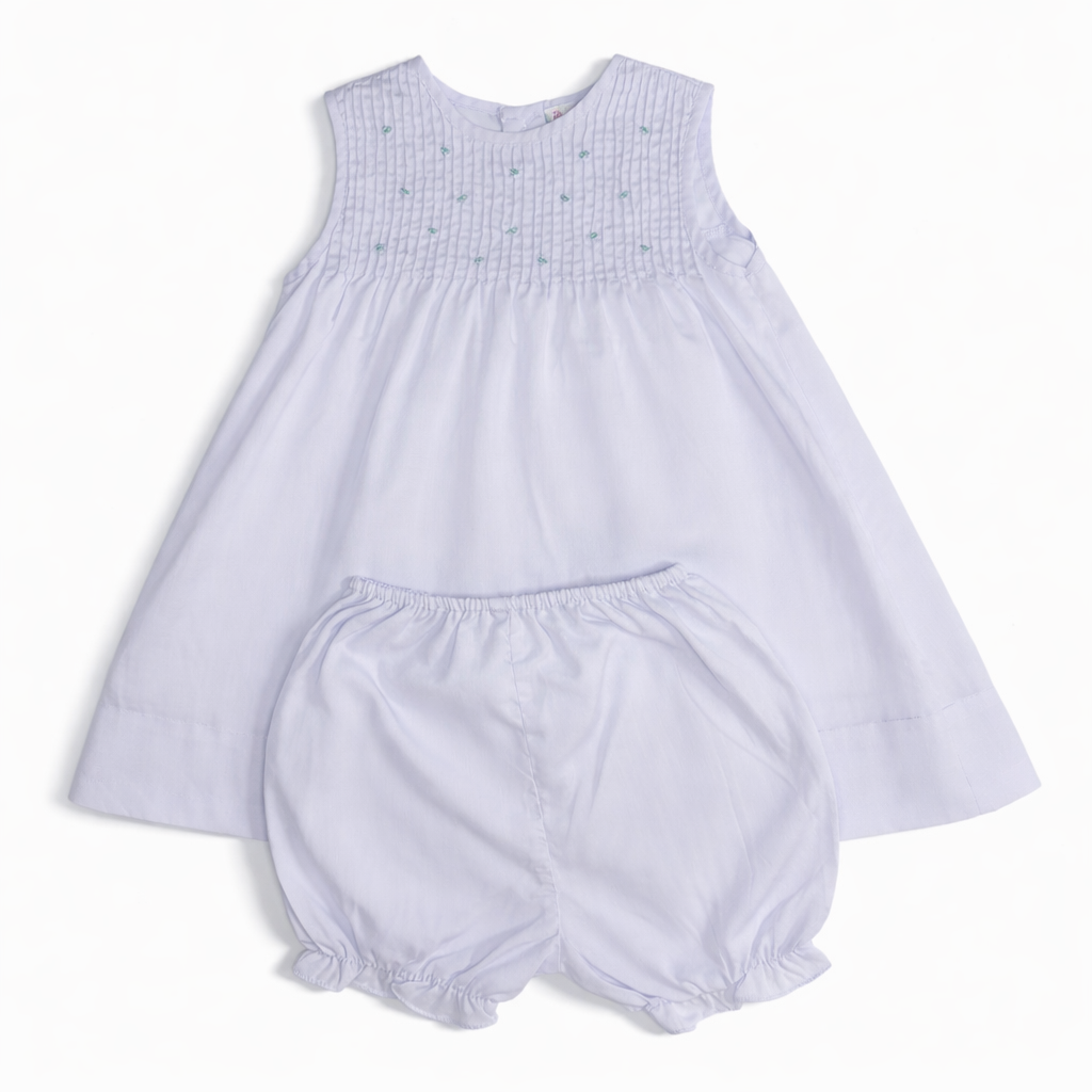 Petit Ami Lavender Pintuck Smocked Dress & Bloomer Set size 12M excellent used condition
