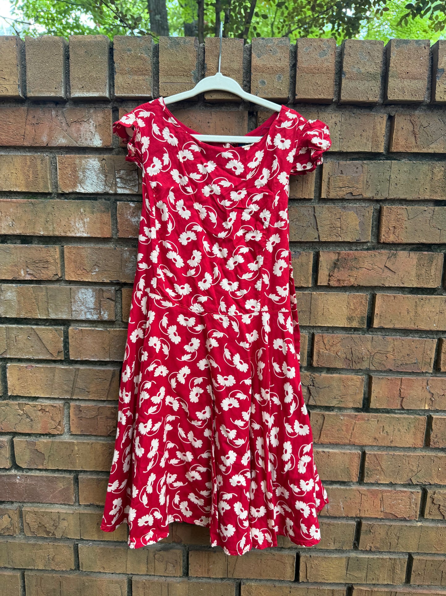 Size 7 Polo Ralph Lauren Red and Cream Short-sleeve Dress GUC