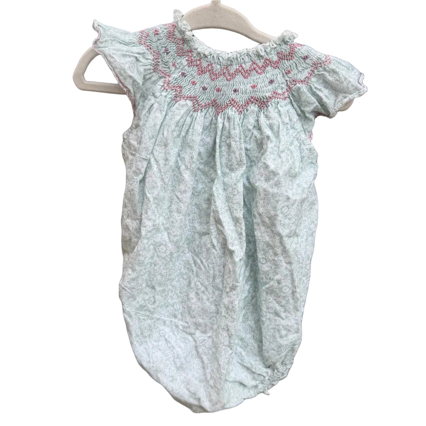6M Baybala Blue and Pink Ruffle Smocked Bubble GUC
