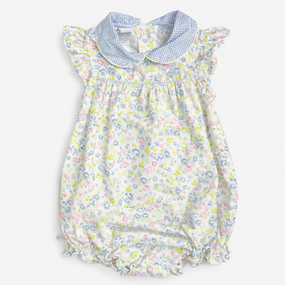 Baby Blessing Blue Floral Bubble size 3M excellent used condition