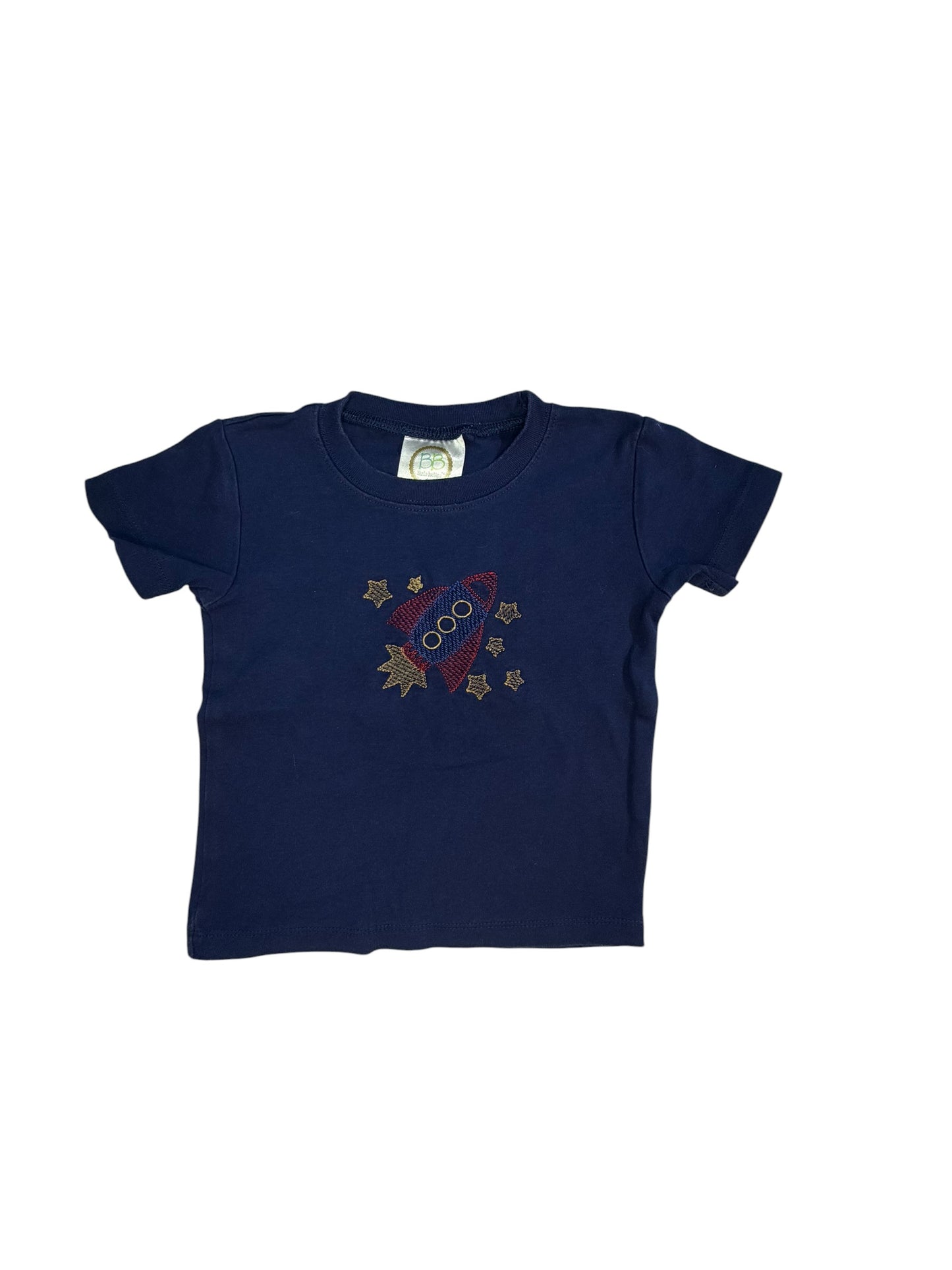 Blanks Boutique Dark Blue Rocket Ship Short-Sleeve Shirt size 2T good used condition