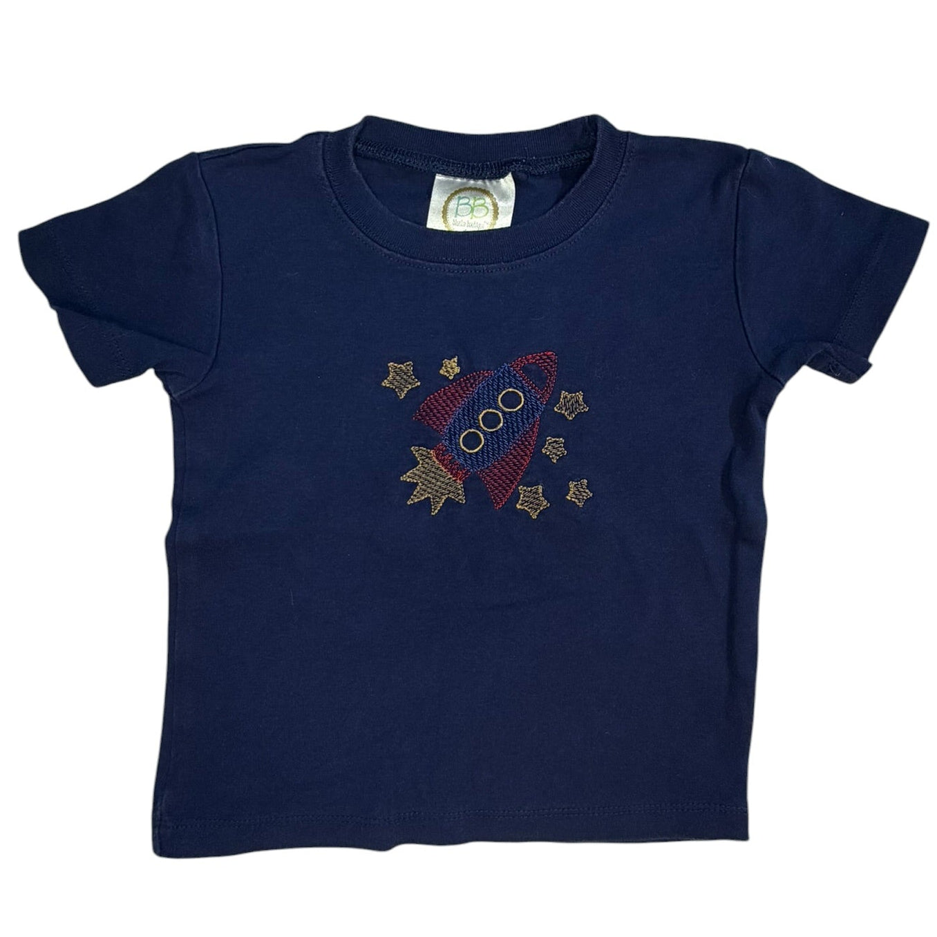 Blanks Boutique Dark Blue Rocket Ship Short-Sleeve Shirt size 2T good used condition