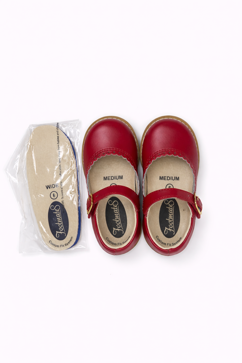 Size 6M Footmates Red Scallop Mary Jane Sneakers NWOT