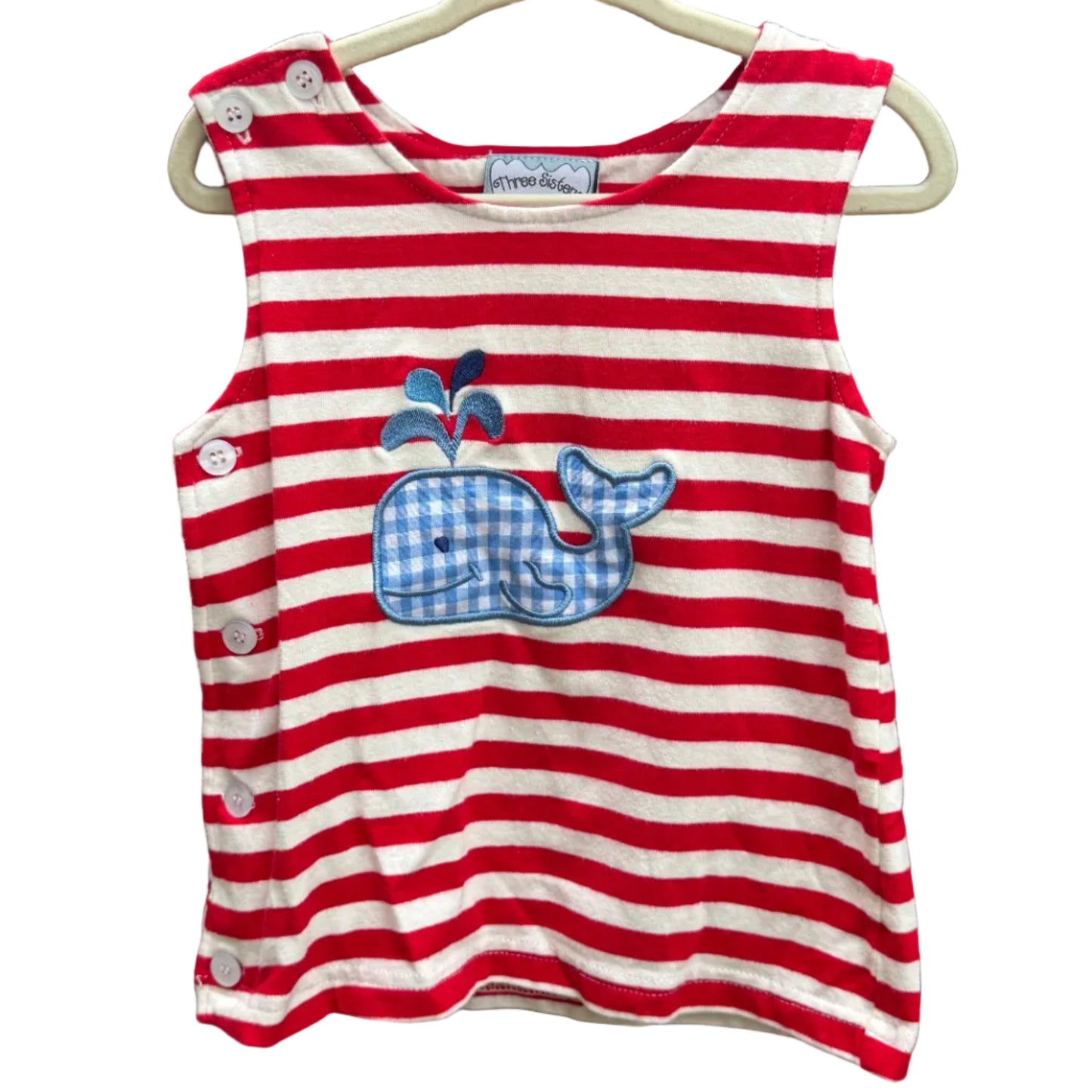 24M Three Sisters Red and White Striped Whale Button Up Top GUC