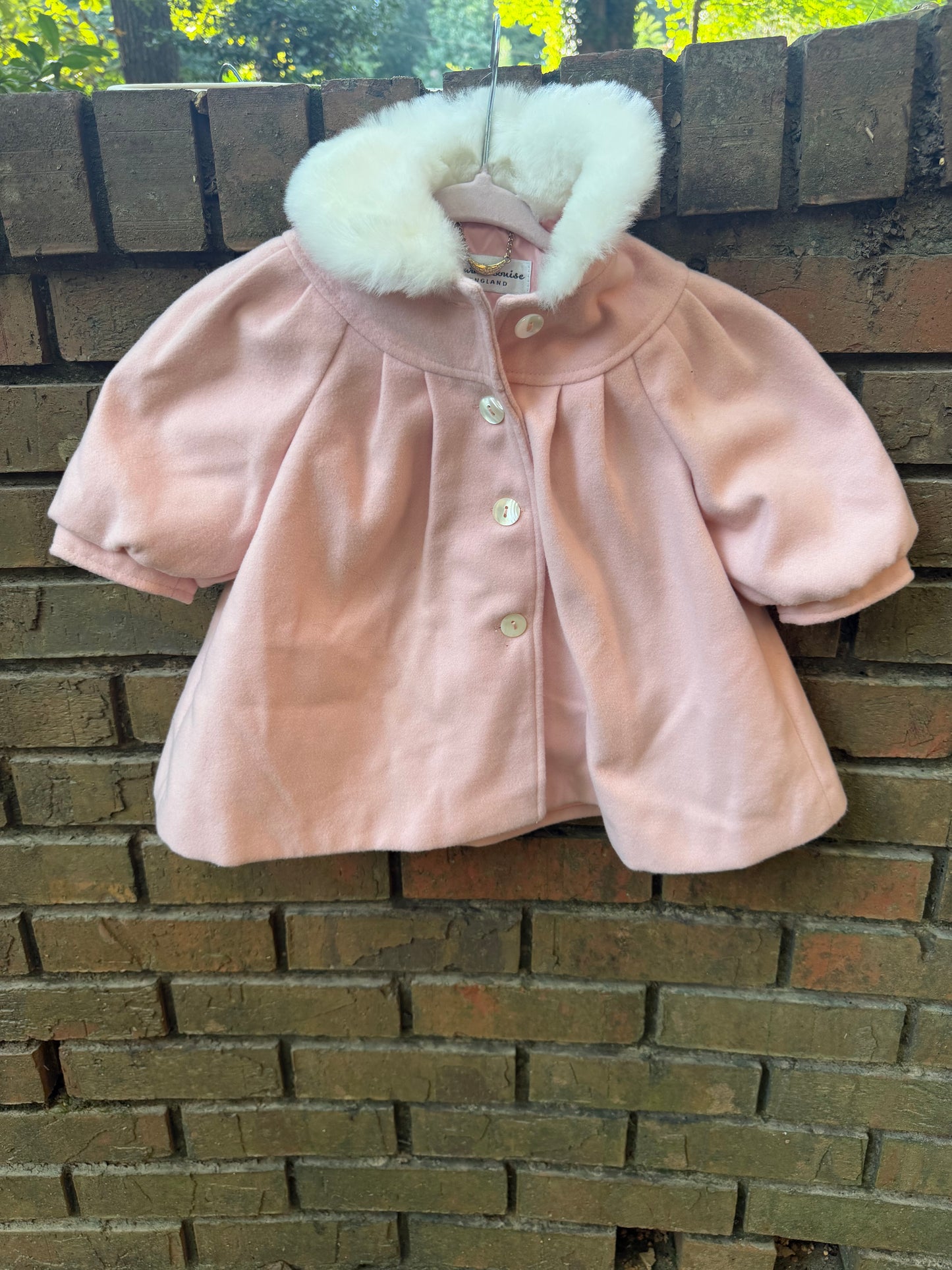 12M Sarah Louise England Baby Pink Fur Coat EUC