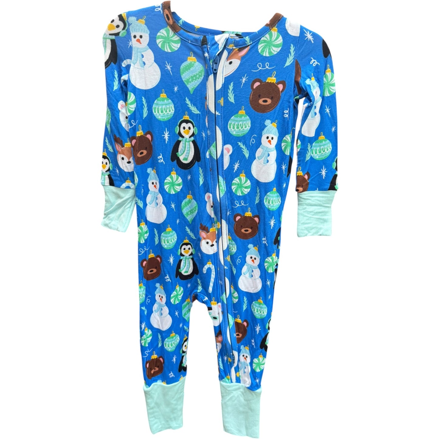 3-6M Rugged Butts Blue Frosty Friends Convertible One Piece Pajama Bamboo Viscose Sleeper NWT