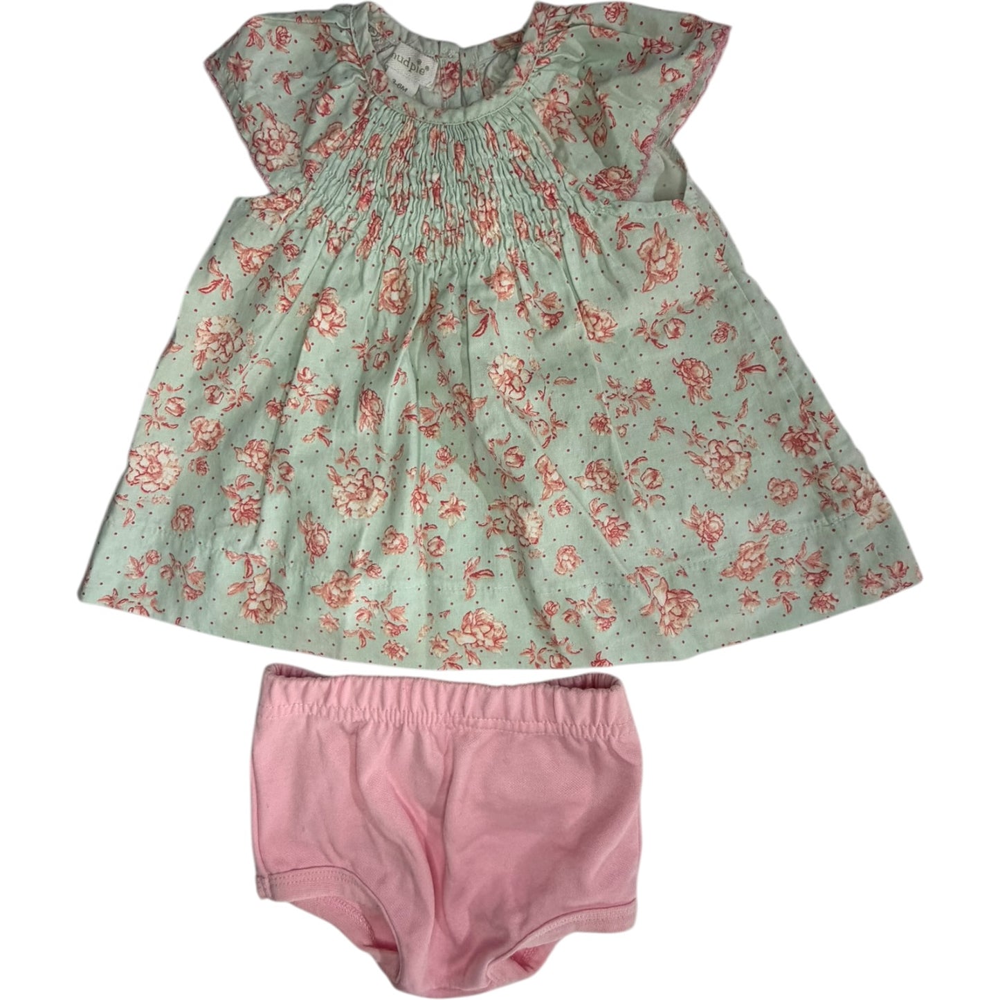 Mud Pie Blouse & Diaper Cover Set size 3-6M good used condition