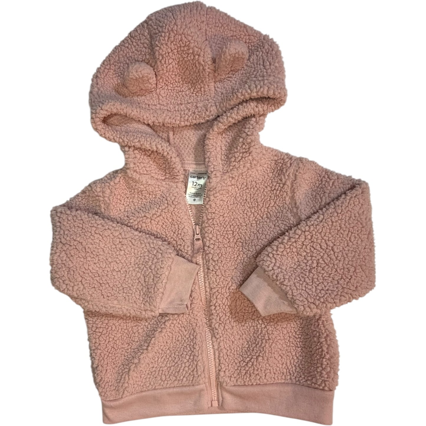 Carter's Light Pink Teddy Bear Jacket size 12M good used condition