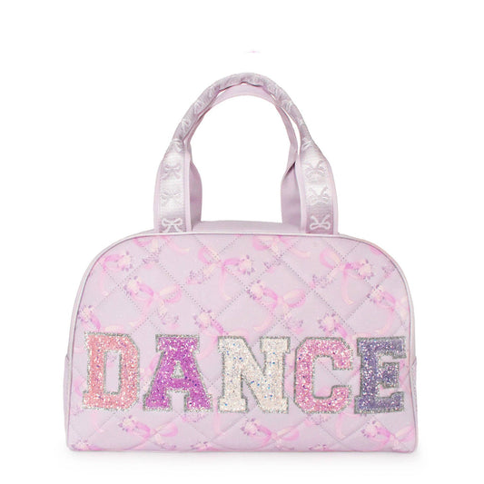 'DANCE' Quilted Floral Bow Print Medium Duffle Bag