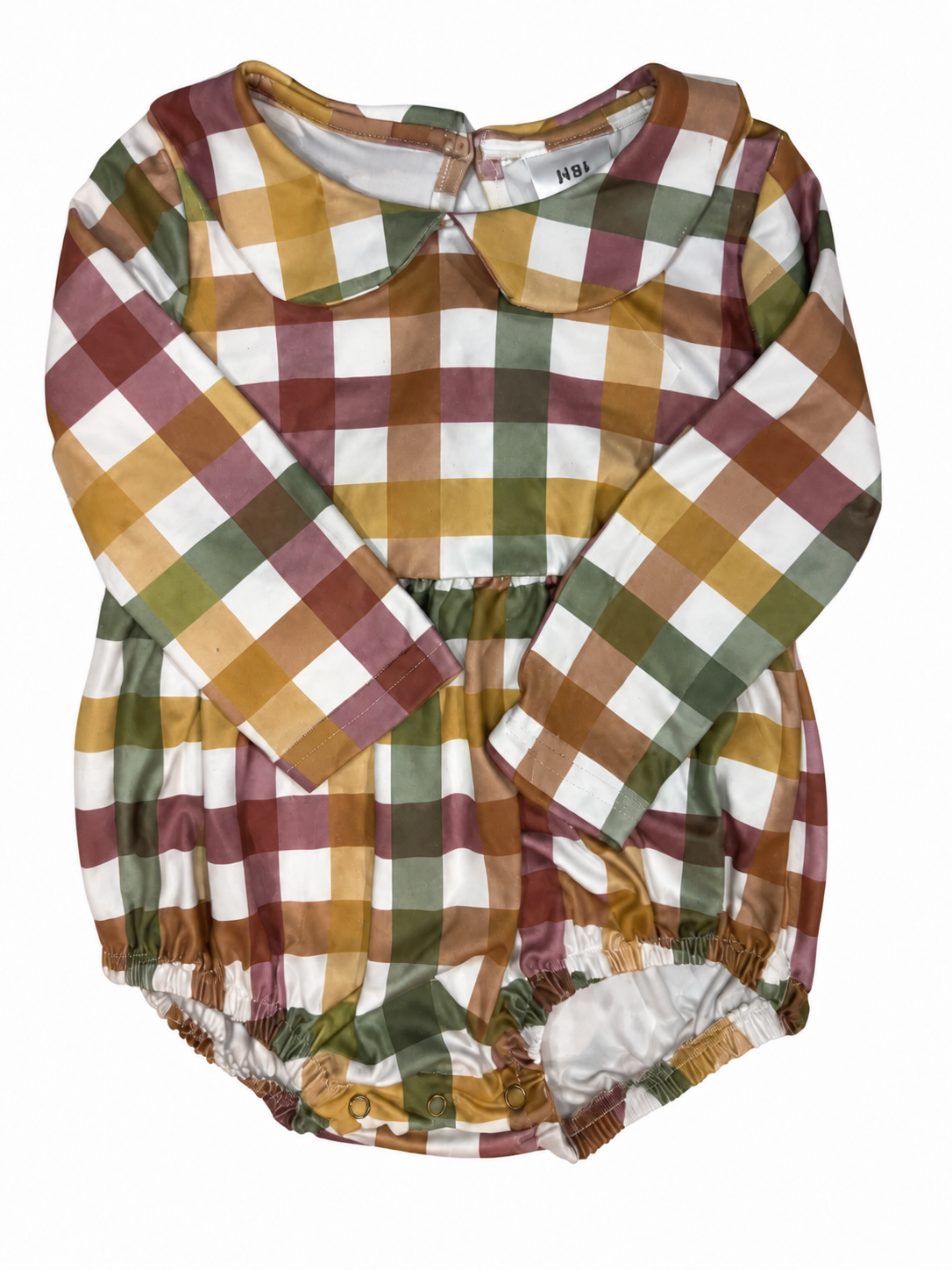 18M gold, green and brown checkered collared bubble