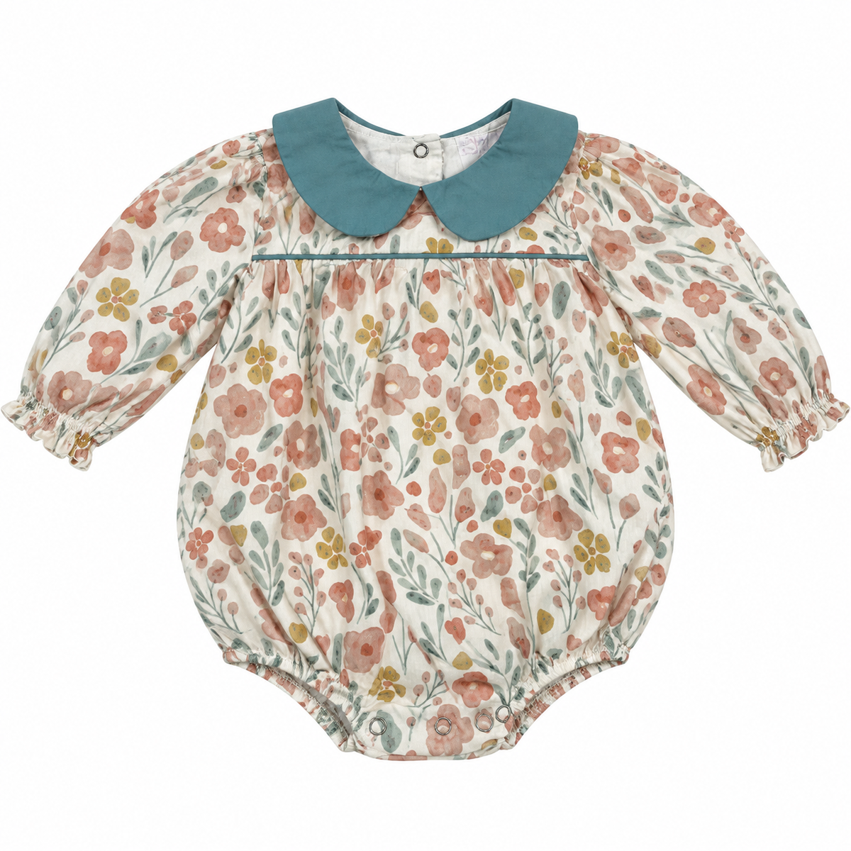 Stitchy Fish floral bubble with blue collar