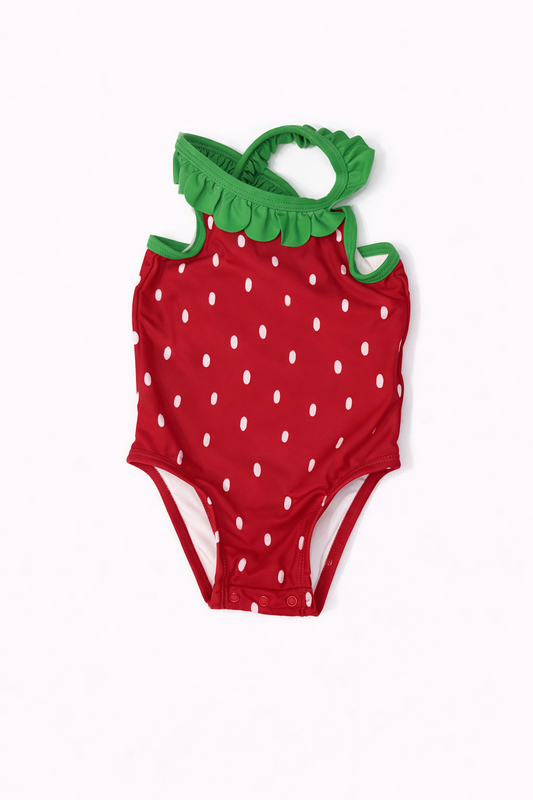 Old Navy Strawberry Swimsuit size 6-12M excellent used condition