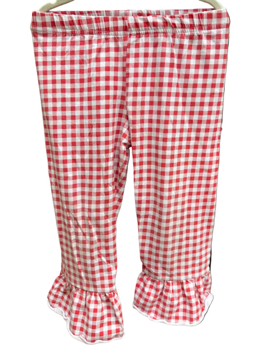 4T | Red & White Gingham Ruffle Pants | EUC