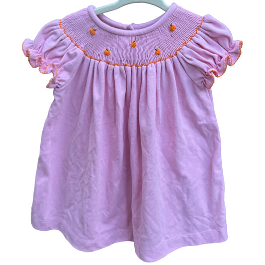 12M Eyelet and Ivy Pink Smocked Pumpkin Dress GUC