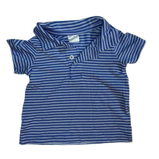 12M Edgehill Collection Dark and Light Blue Striped Performance Short-sleeve Polo EUC