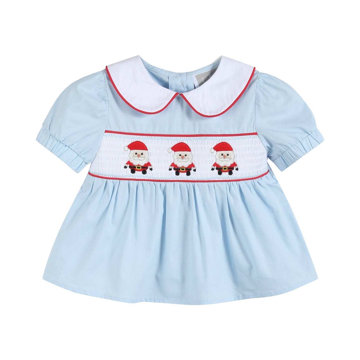 18-24M | Lil Cactus | Light Blue Santa Smocked Dress and Bloomers | NWT