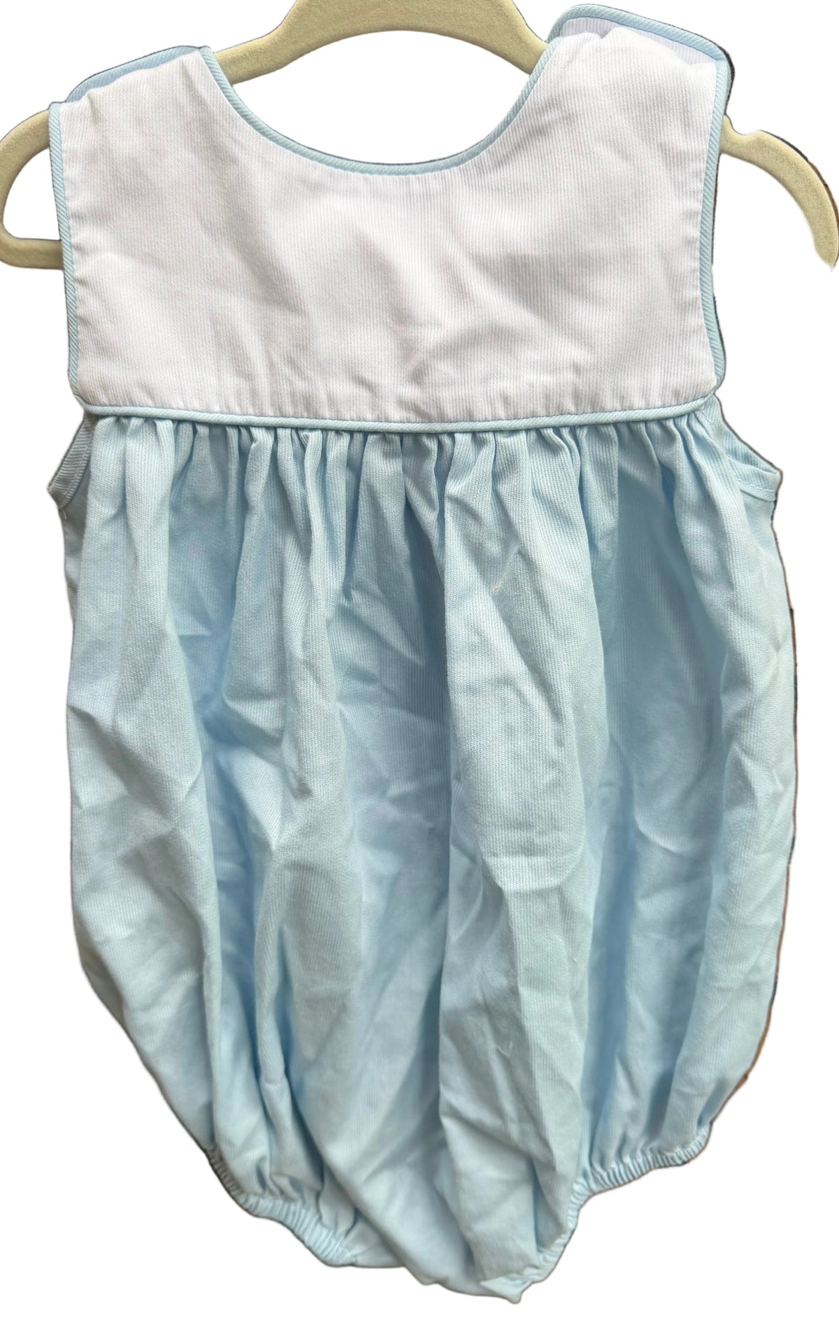 18M Lullaby Set Corduroy Blue and White Bubble EUC
