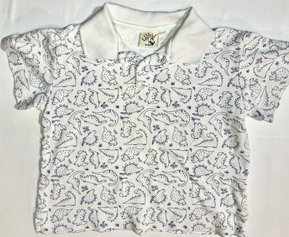Luigi Kids White Short Sleeve Dinosaur Polo size 5 good used condition