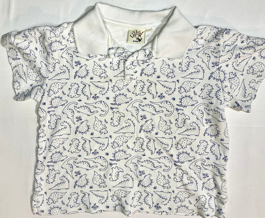 Luigi Kids White Short Sleeve Dinosaur Polo size 5 good used condition