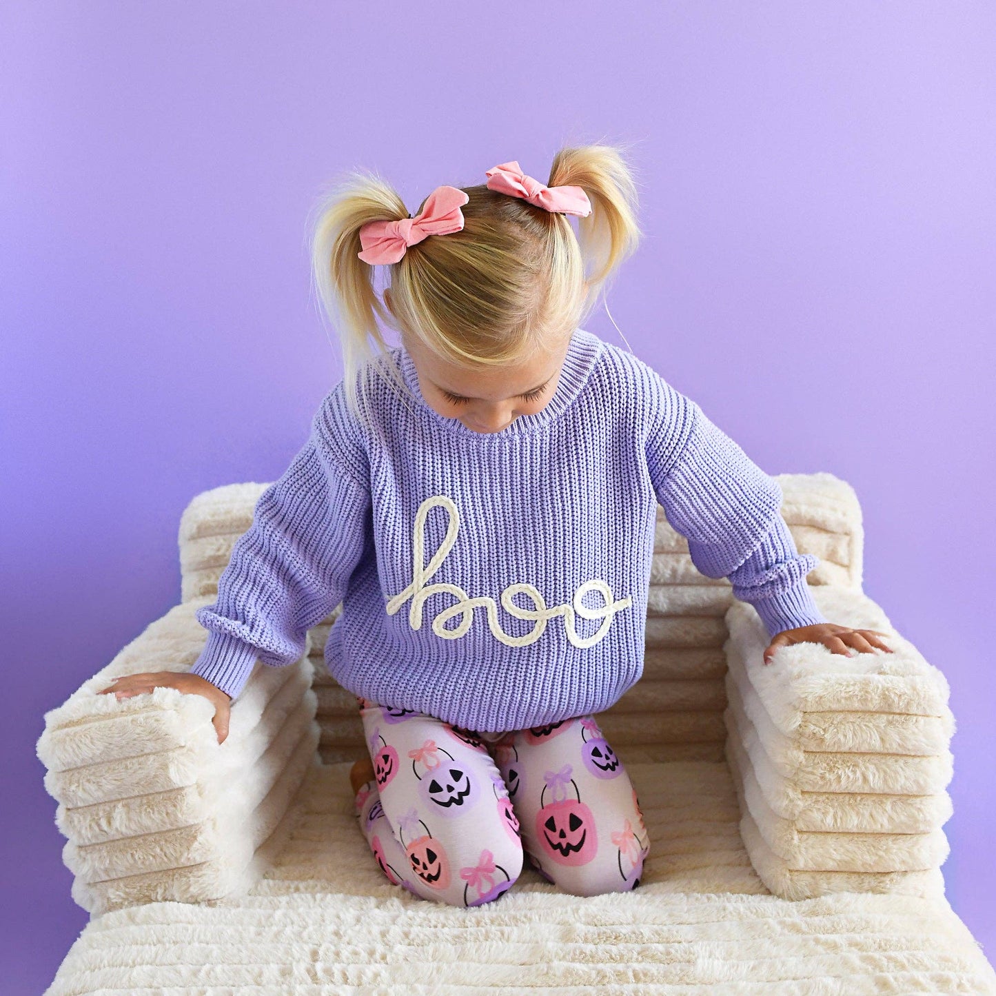 2T/3T | Gigi and Max | Boo Purple Solid Knit Halloween Sweater | NWT