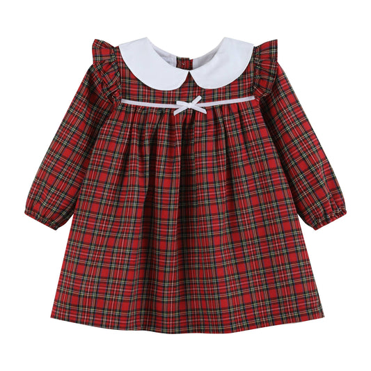6-12M | Lil Cactus | Red Christmas Plaid Collared Ruffle Dress | NWT
