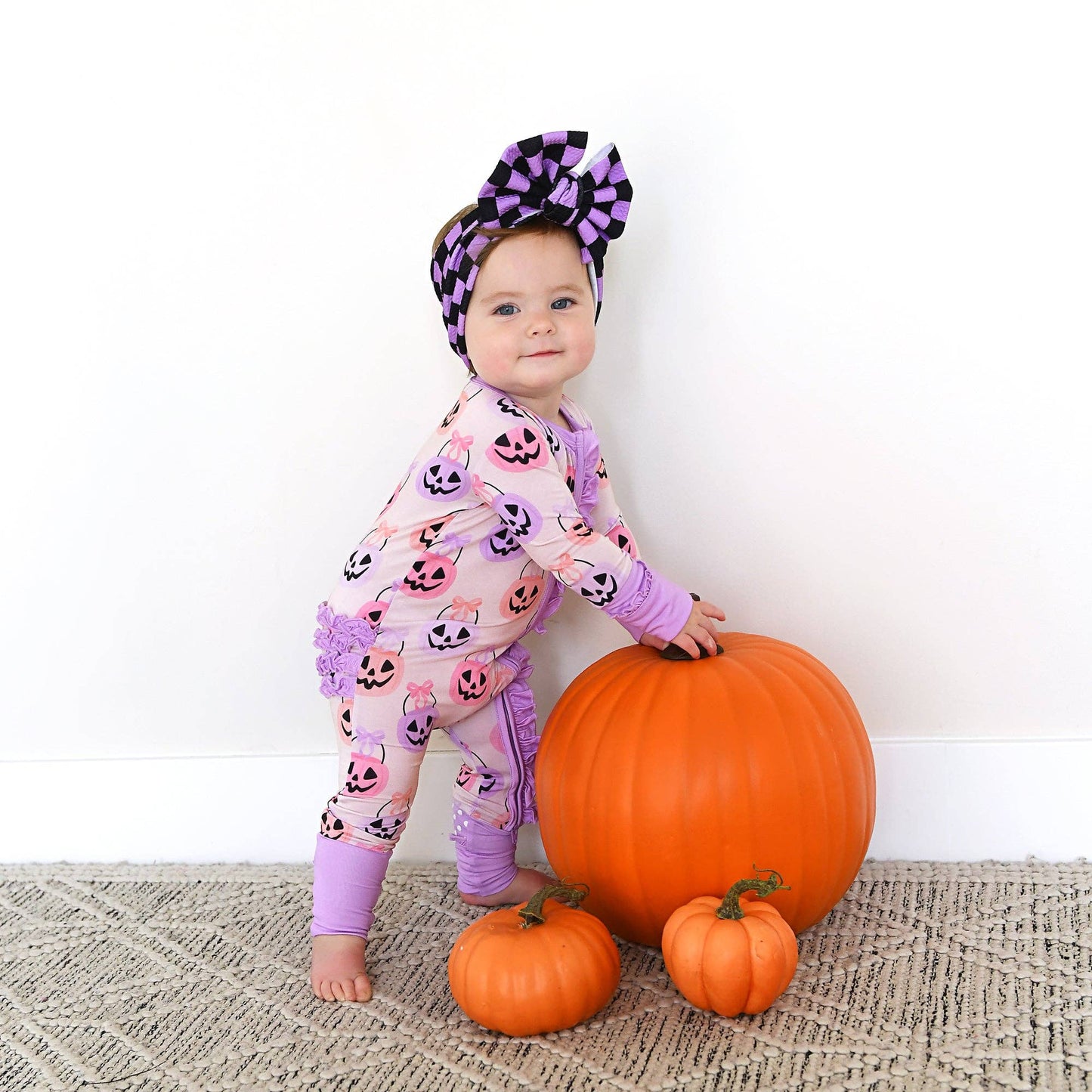 0-3M | Gigi and Max | Emmy Ruffle Zip Bamboo Halloween Pumpkins Baby Outfit | NWT