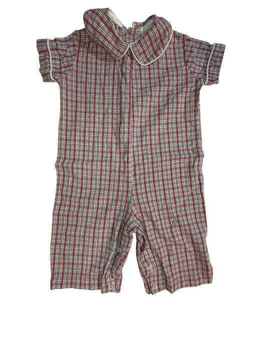 12M Abielle Red, Green, Blue, and White Gingham Longall with Peter Pan Collar GUC