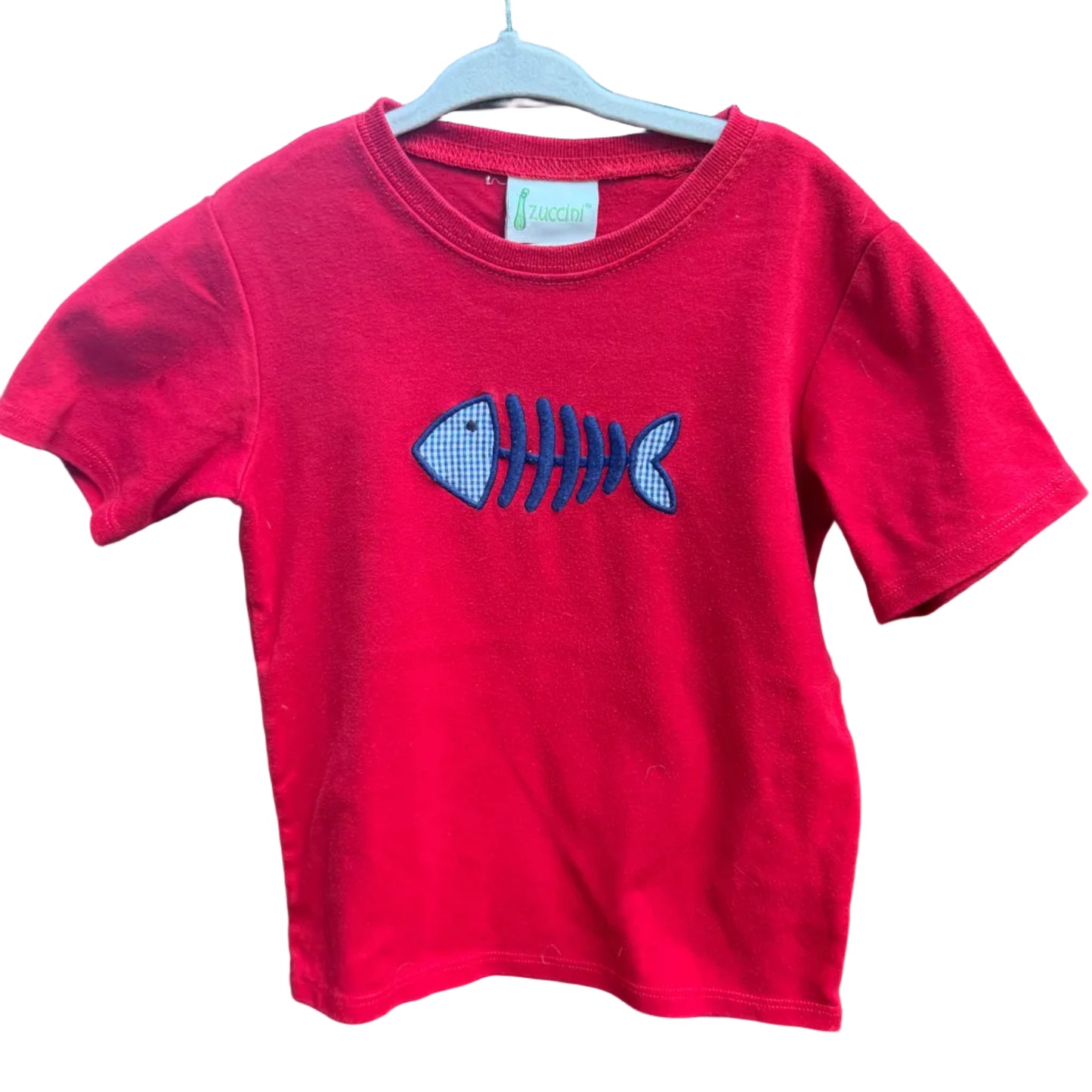 3T Zuccini Red Short-sleeve Fish Shirt GUC