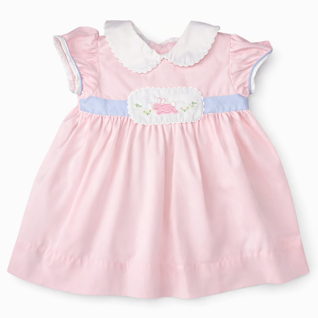 Little English Pink & Blue Peter Pan Collar Bunny Dress size 24M excellent used condition