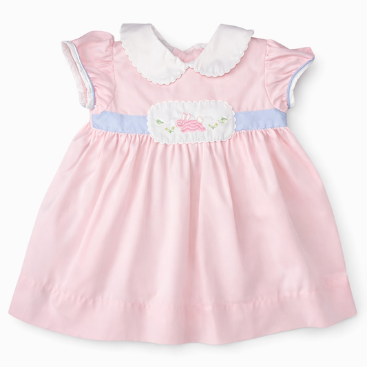 Little English Pink & Blue Peter Pan Collar Bunny Dress size 24M excellent used condition