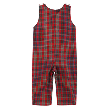 3-6M | Lil Cactus | Red Christmas Plaid Santa Yoke Overalls | NWT