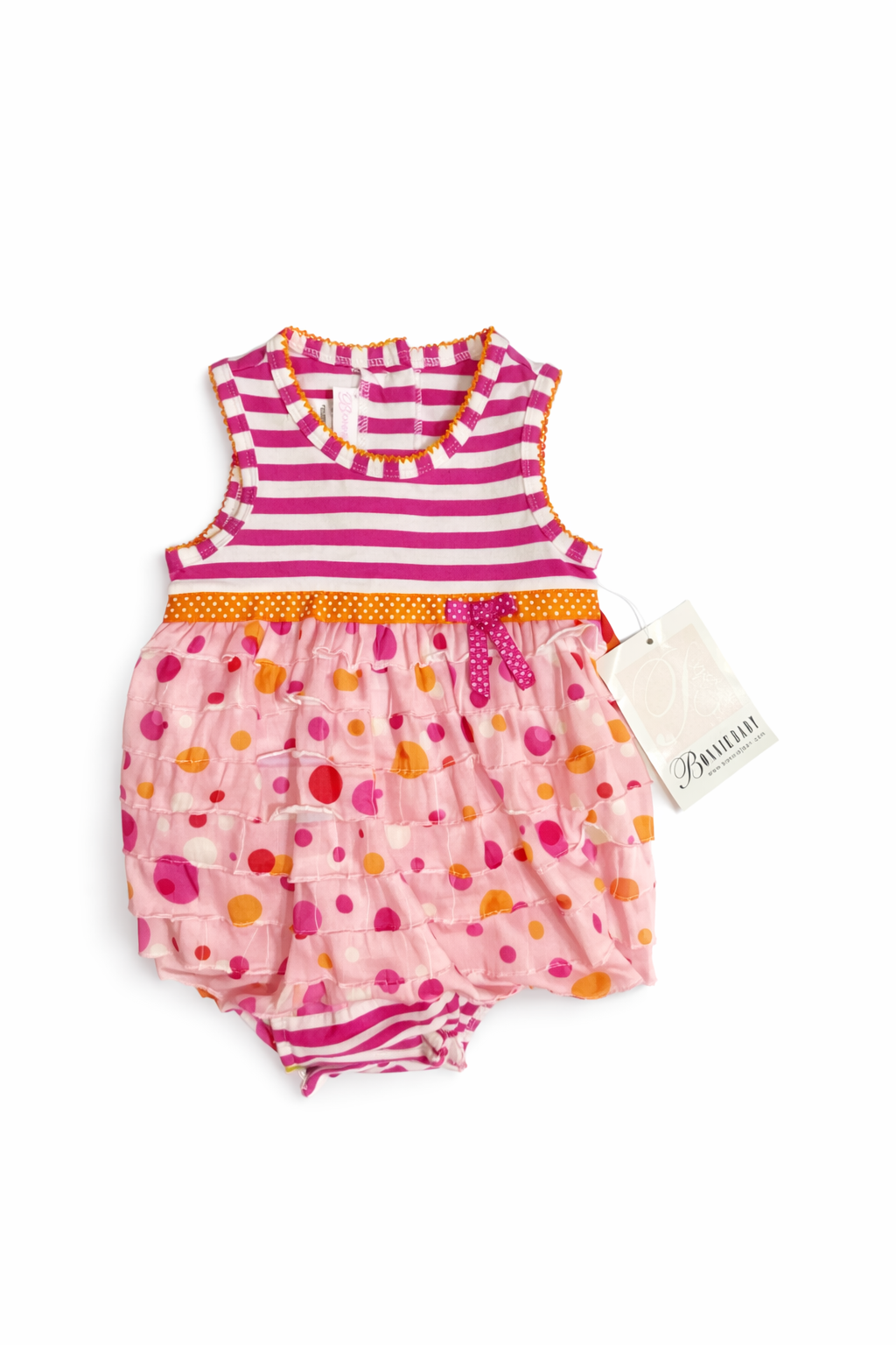 Bonnie Jean Pink & Orange Onesie Dress size 6-9M new with tags