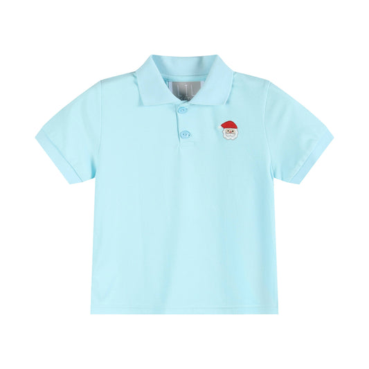 3T | Lil Cactus | Light Blue Santa Polo Shirt | NWT