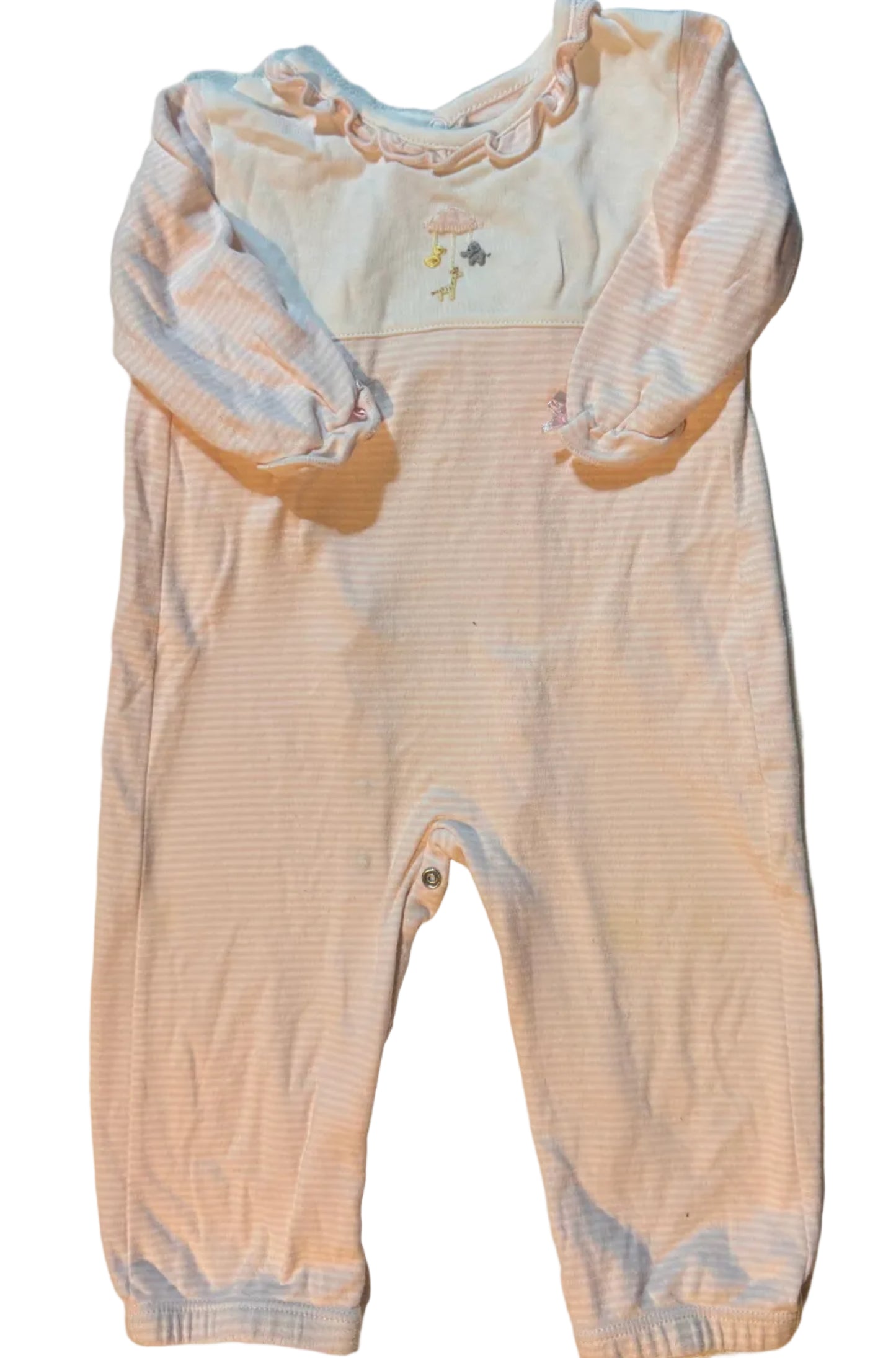 9M Baby Threads 100% Pima Cotton Long-sleeve Ruffle Sleeper GUC