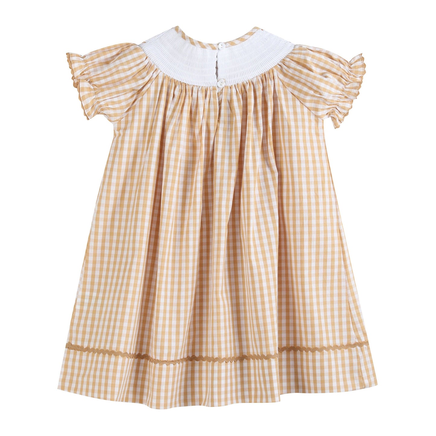 2T | Lil Cactus | Brown Gingham Football Smocked Bishop Dress | NWT