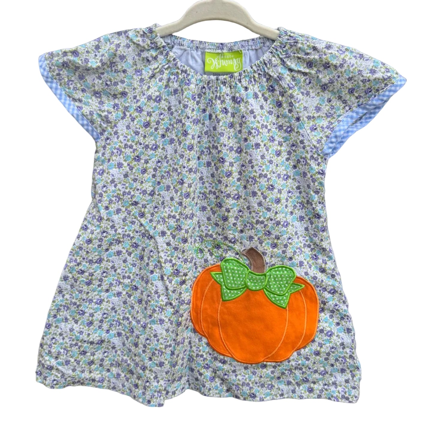 12M Classic Whimsy Floral Pumpkin Short-sleeve Dress EUC