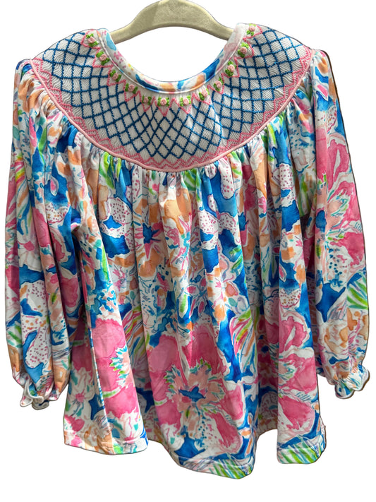 3T | BB Baby LLC | Multicolored Floral Smocked Long-Sleeve Blouse | EUC