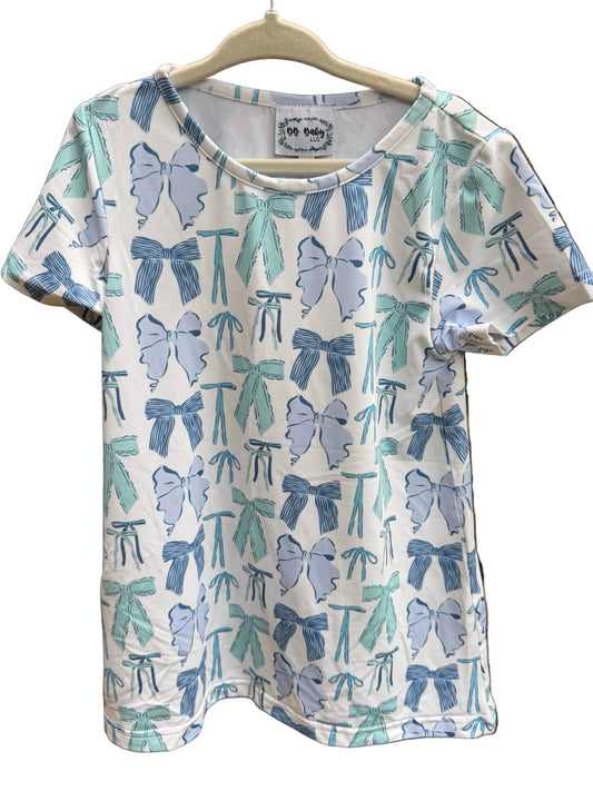 2T | BB Baby LLC | Blue & White Short-Sleeve Bow Dress | EUC