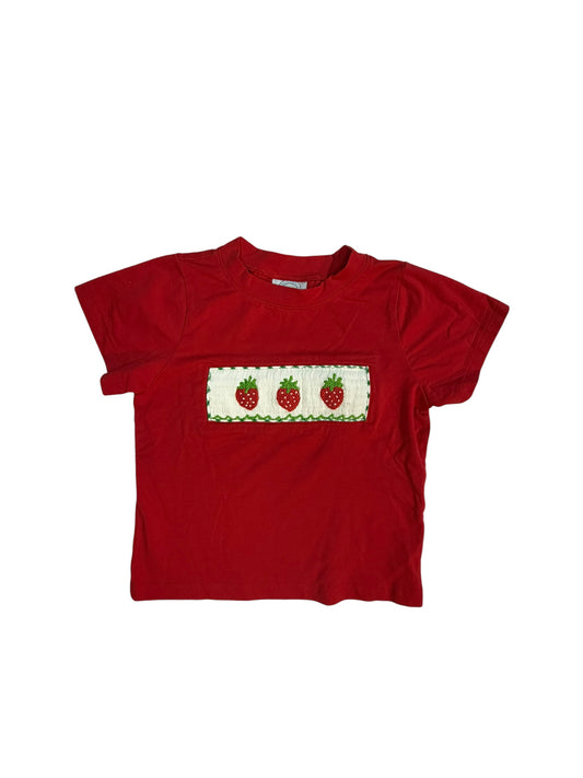 Little Lullaby Boutique Red Strawberry Smocked Short-Sleeve Shirt size 2T excellent used condition